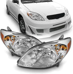 For 2003-2008 Toyota Matrix Clear Headlight Headlamp Chrome With Bulb Left+Right