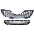 For 2007-2009 Toyota Camry Front Upper+Lower Grille Mesh Style Black Grill Set