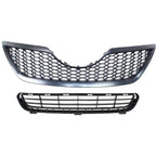 For 2007-2009 Toyota Camry Front Upper+Lower Grille Mesh Style Black Grill Set