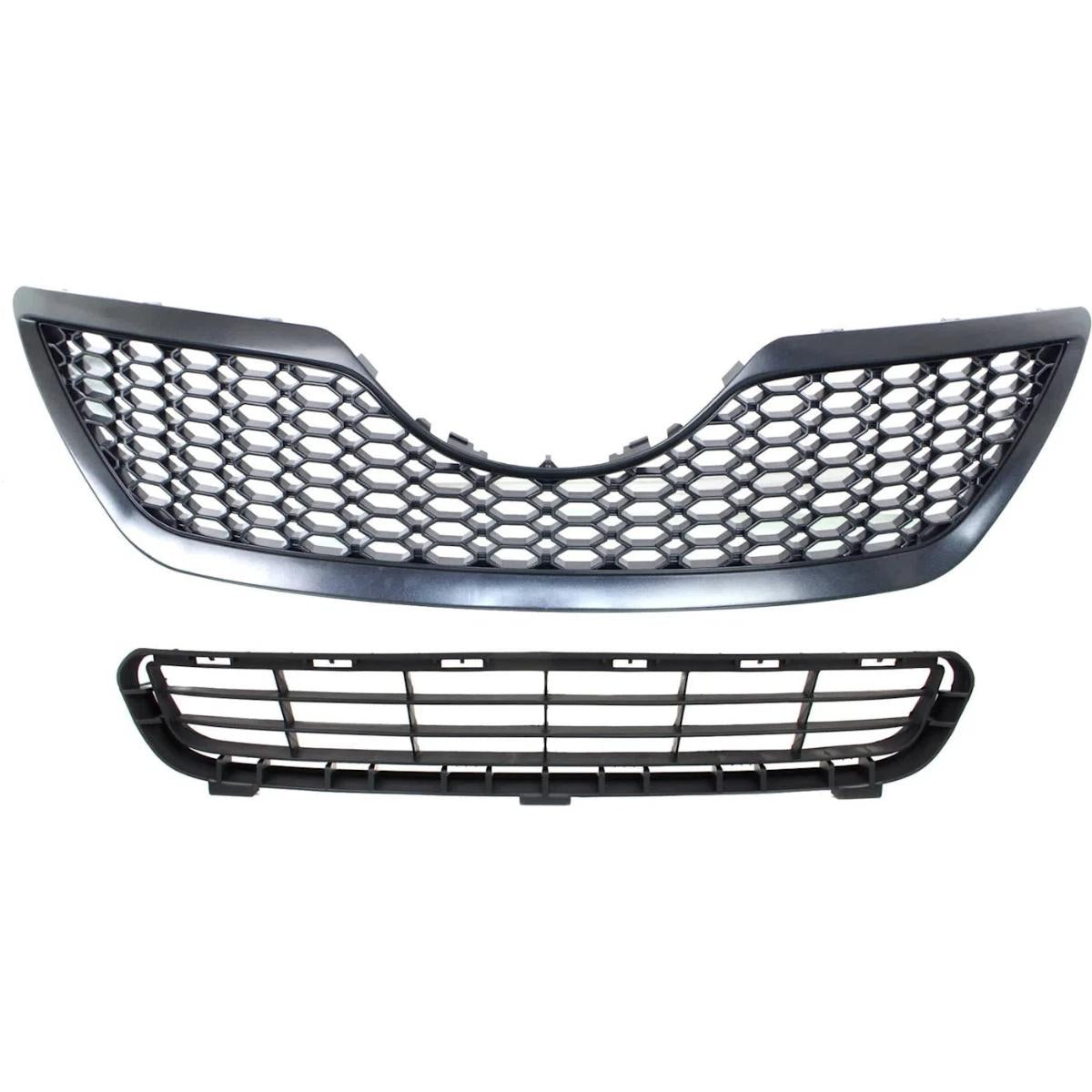 For 2007-2009 Toyota Camry Front Upper+Lower Grille Mesh Style Black Grill Set