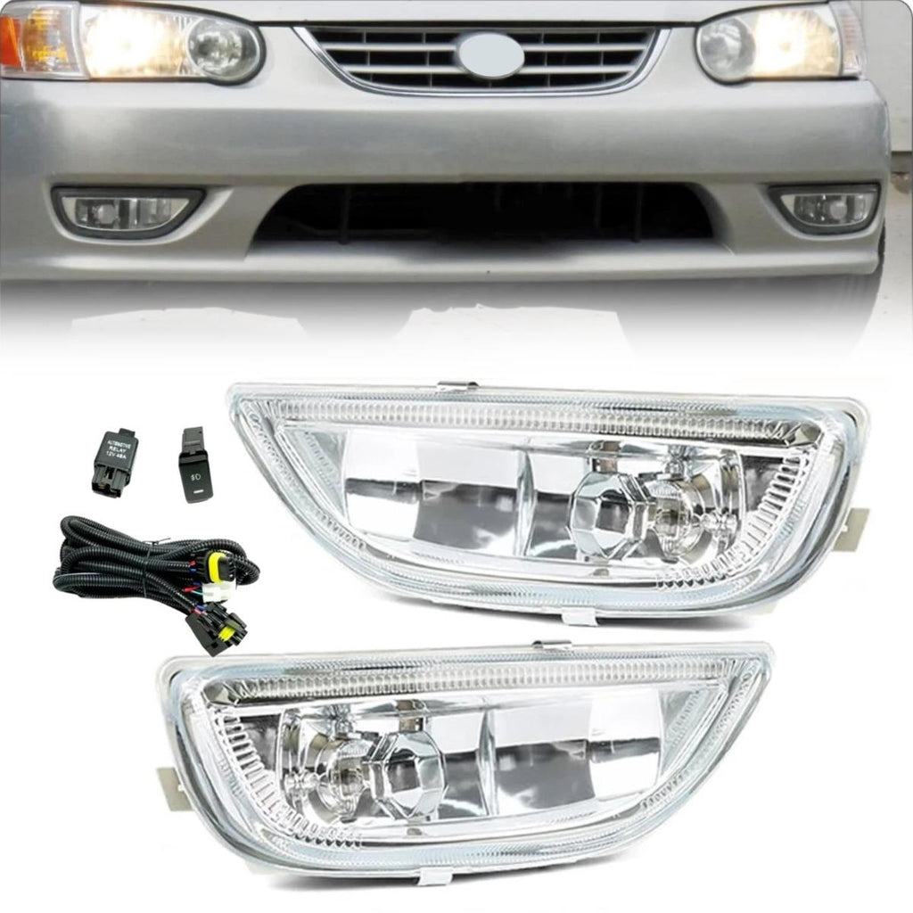 For 2001-2002 Toyota Corolla Fog Light Driving Lamp Clear Lens Left+Right Set