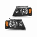 For 2004-2008 Ford F-150 06-08 Mark LT Clear Lens Assembly Headlights Black Housing Amber Corner Left+Right