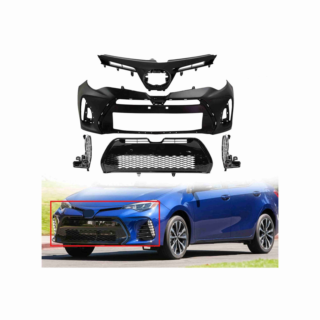 For 2017-2019 Toyota Corolla SE XSE Full Front Bumper With Grilles & Fog Lights Assembly Set