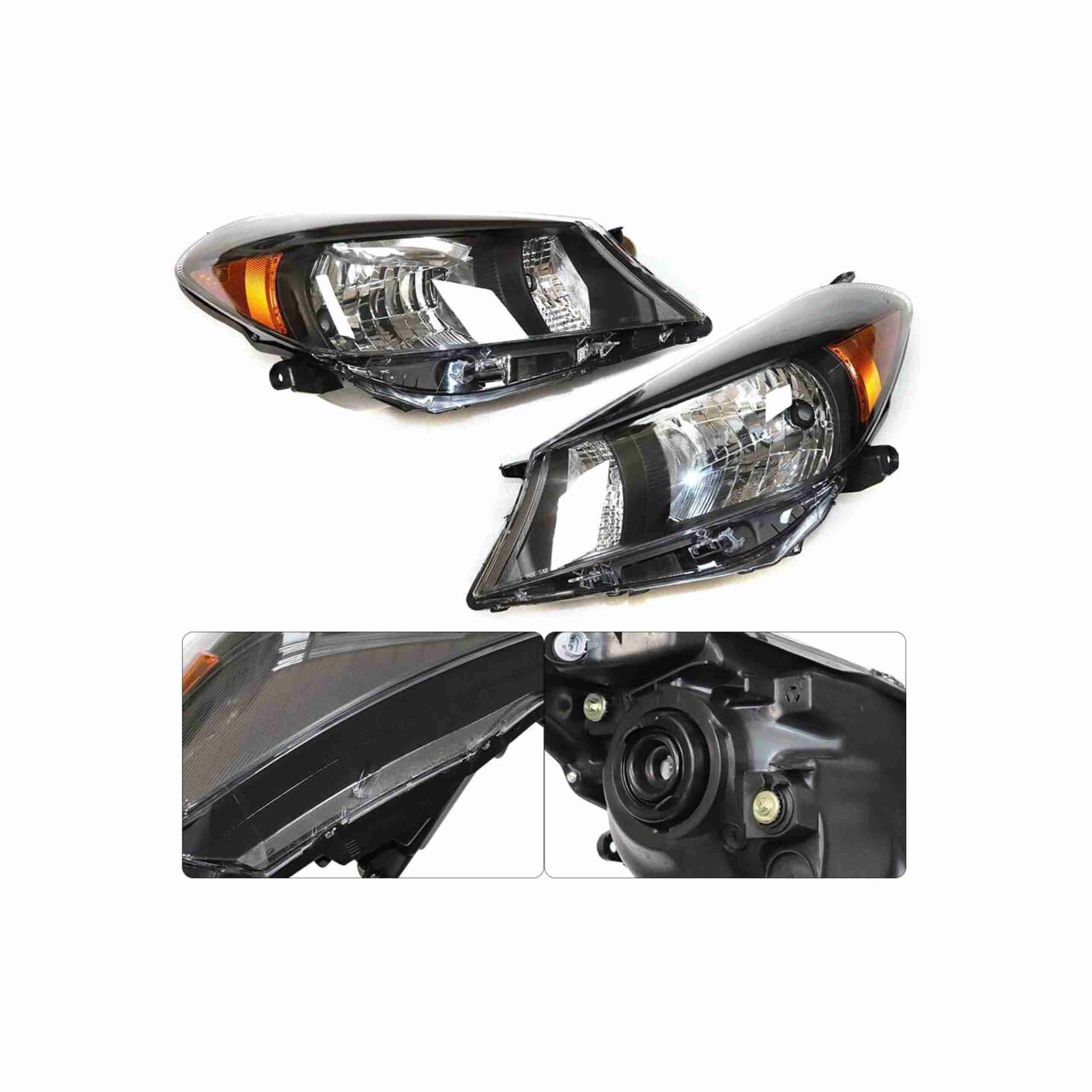 For 2012-2014 Toyota Yaris Hatchback Headlamp Headlight Housing Black Left+Right