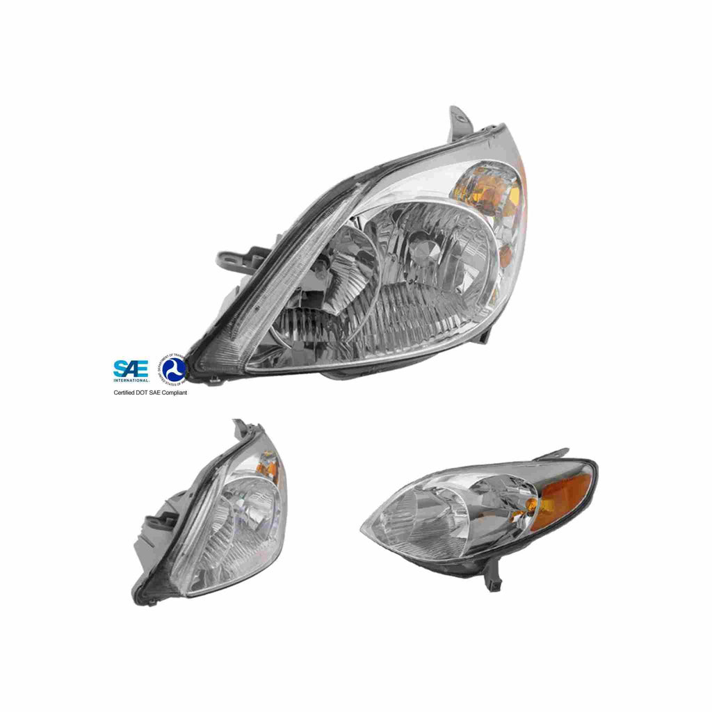 For 2003-2008 Toyota Matrix Clear Headlight Headlamp Chrome With Bulb Left+Right