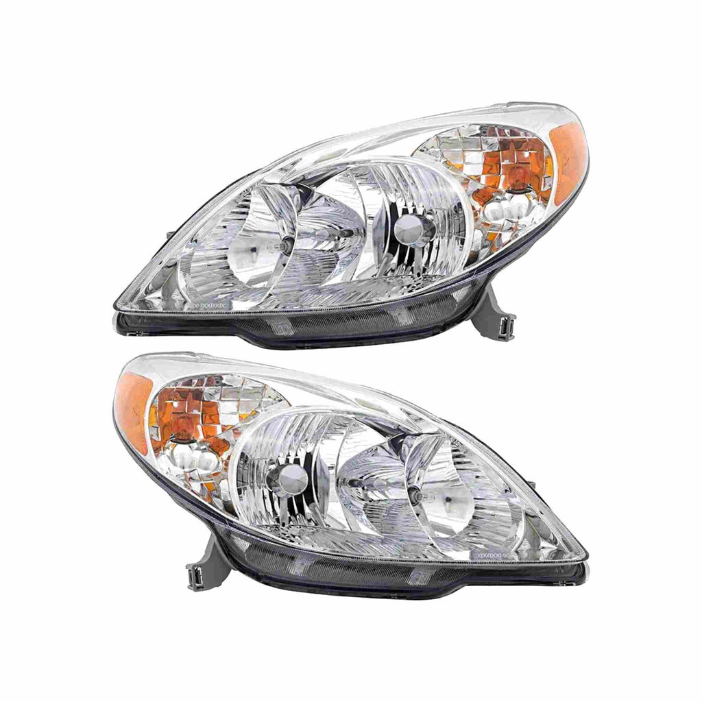 For 2003-2008 Toyota Matrix Clear Headlight Headlamp Chrome With Bulb Left+Right