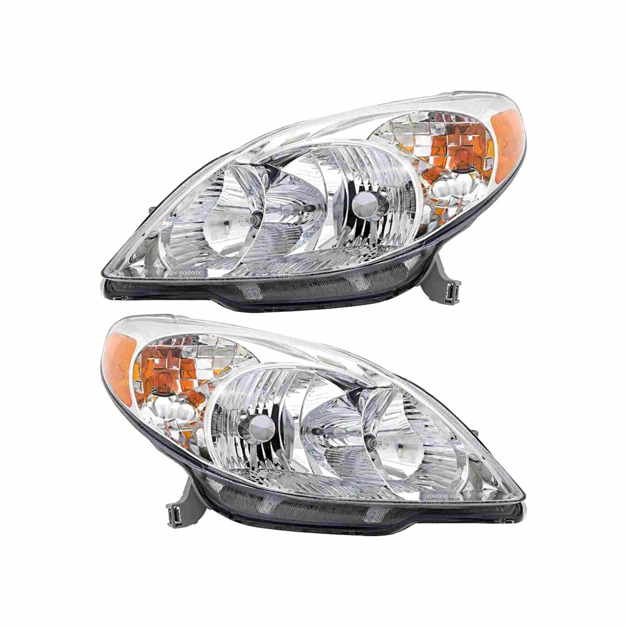 For 2003-2008 Toyota Matrix Clear Headlight Headlamp Chrome With Bulb Left+Right