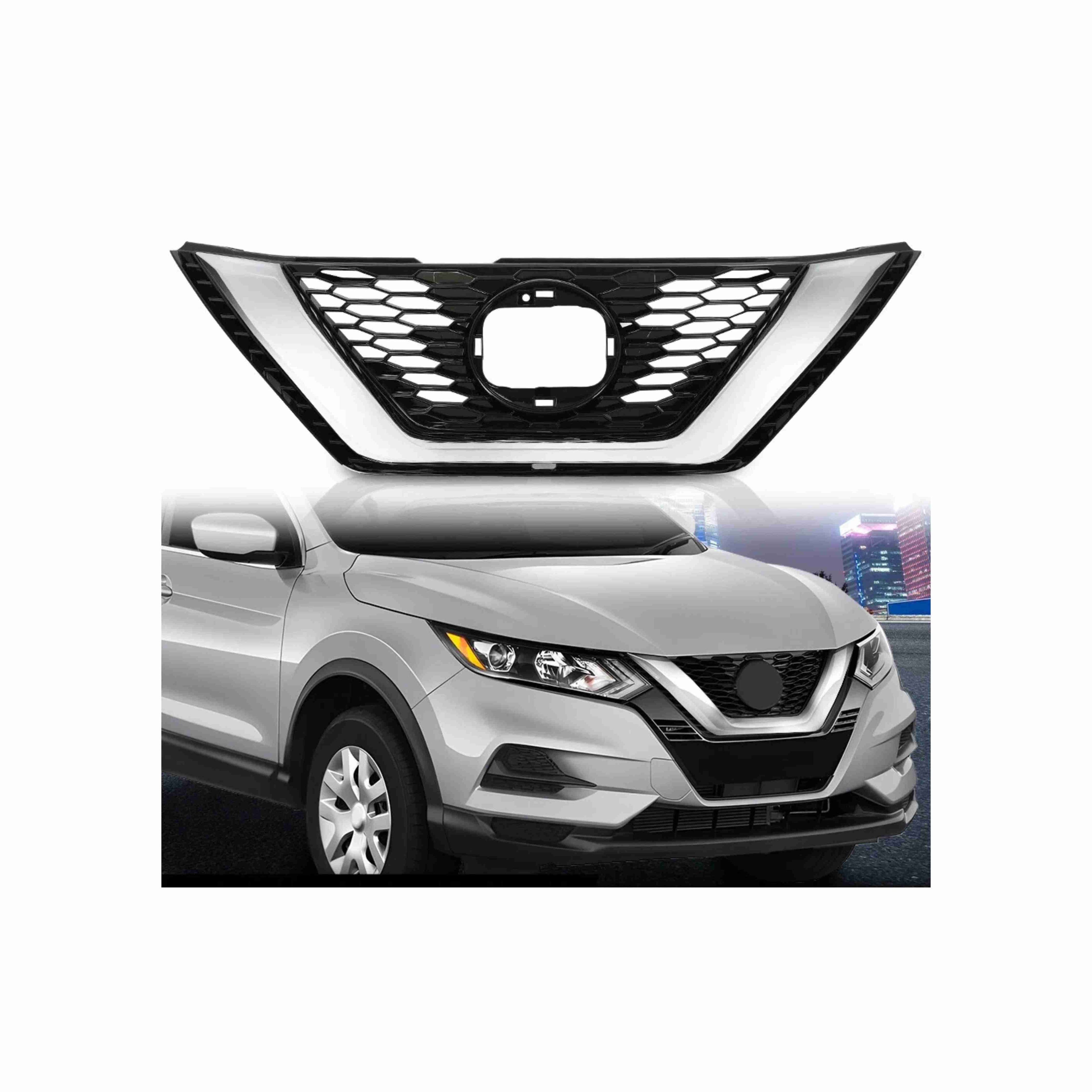 For 2020-2022 Nissan Rogue Qashqai Sport Front Upper Grille Black&Chrome Grill Mesh Style