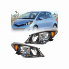 For 2012-2014 Toyota Yaris Hatchback Headlamp Headlight Housing Black Left+Right