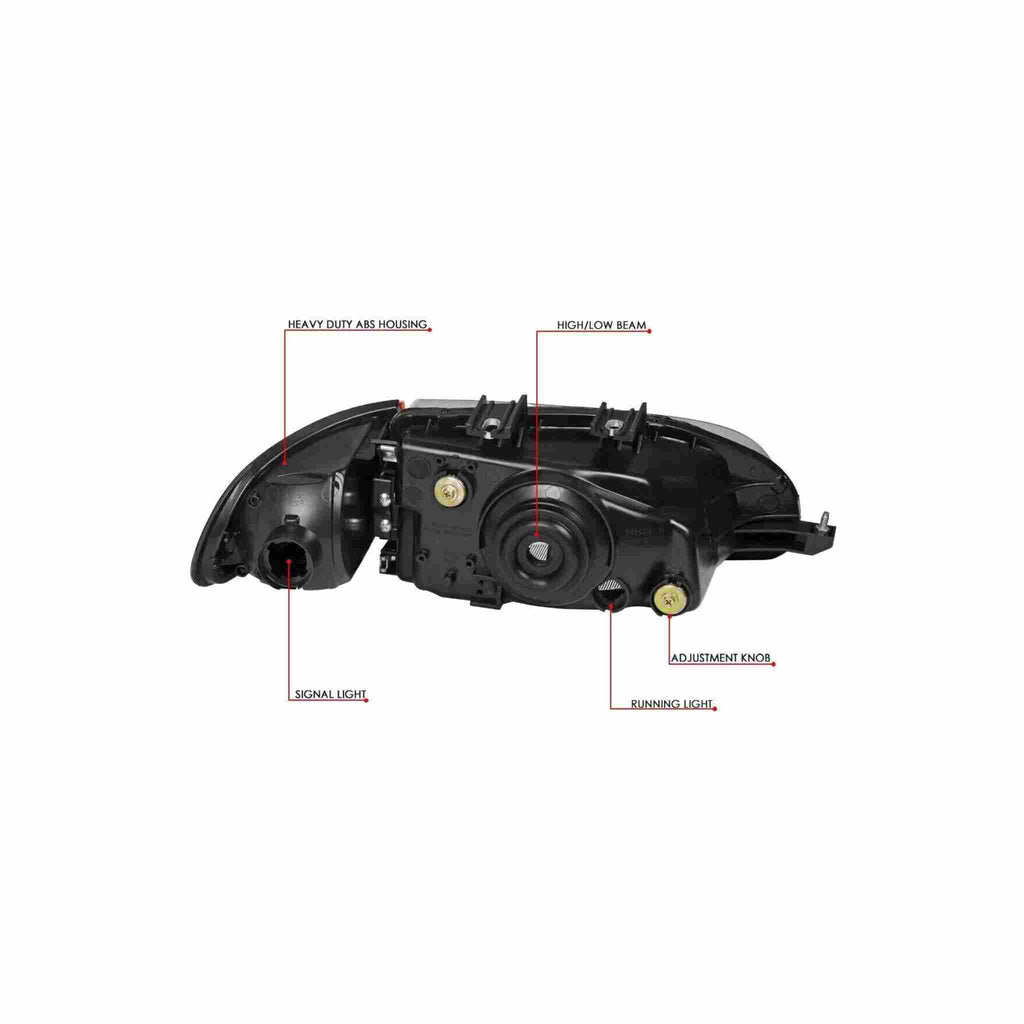 For 1992-1995 Honda Civic Housing Black Headlamp Amber Corner Headlight Left+Right