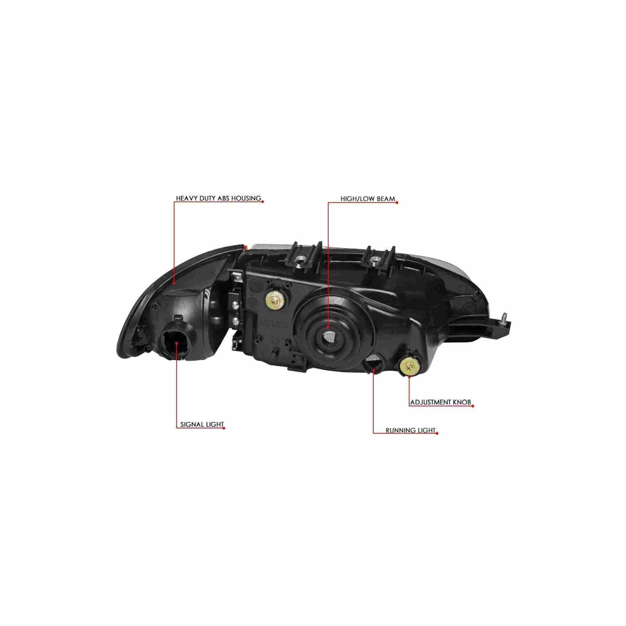 For 1992-1995 Honda Civic Housing Black Headlamp Amber Corner Headlight Left+Right