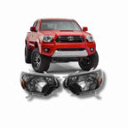 For 2012-2015 Toyota Tacoma Black Headlamp Clear Lens Headlight Left+Right