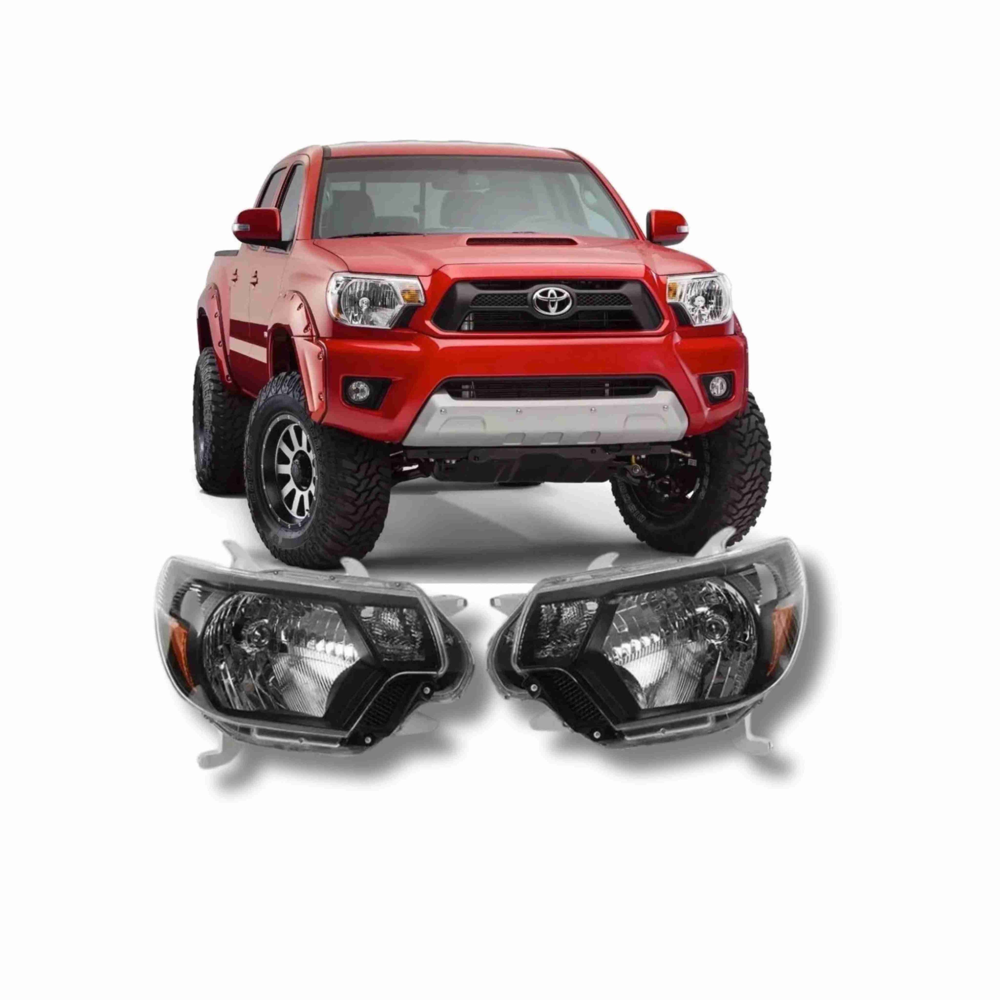 For 2012-2015 Toyota Tacoma Black Headlamp Clear Lens Headlight Left+Right