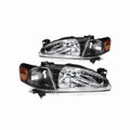 For 1998-2000 Toyota Corolla Black Housing Headlamp Clear Headlight Left+Right