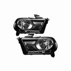 For 2010-2014 Ford Mustang Black Housing Headlight Chrome Corner Lamp Left+Right