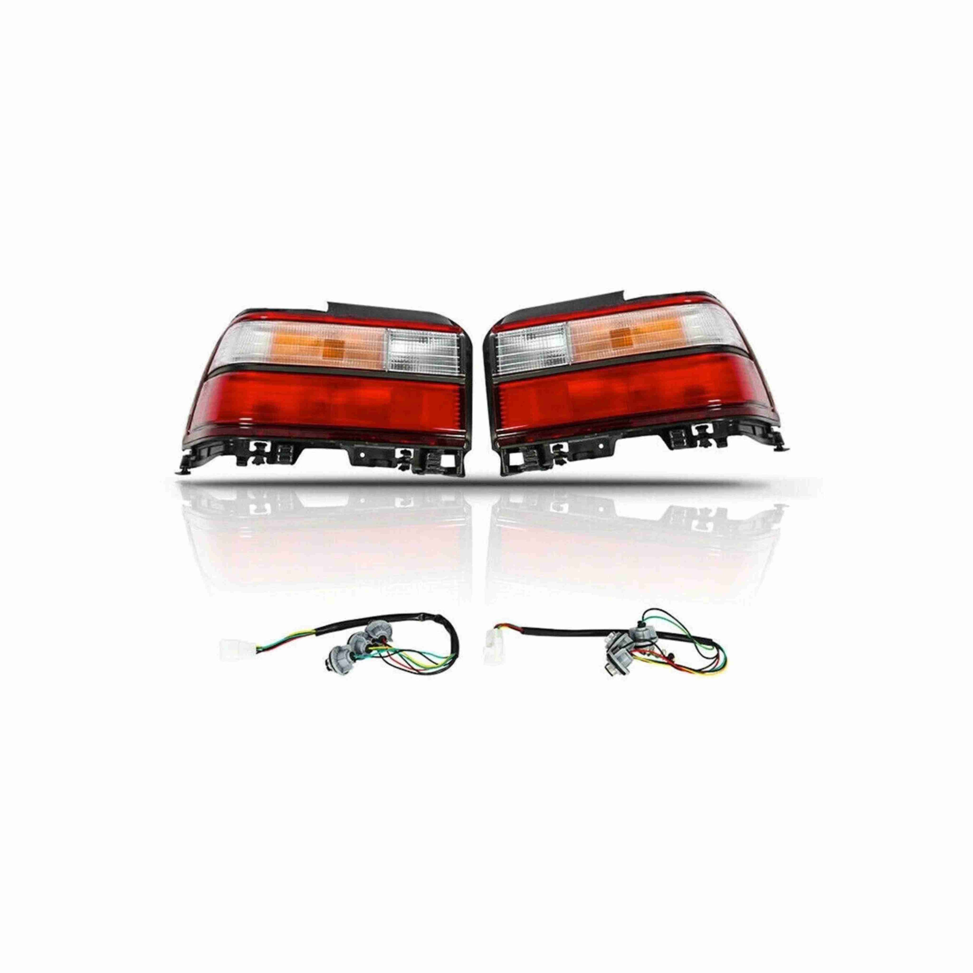 For 1993-1997 Toyota Corolla Tail Light Rear Lamp Clear Red JDM Style Left+Right