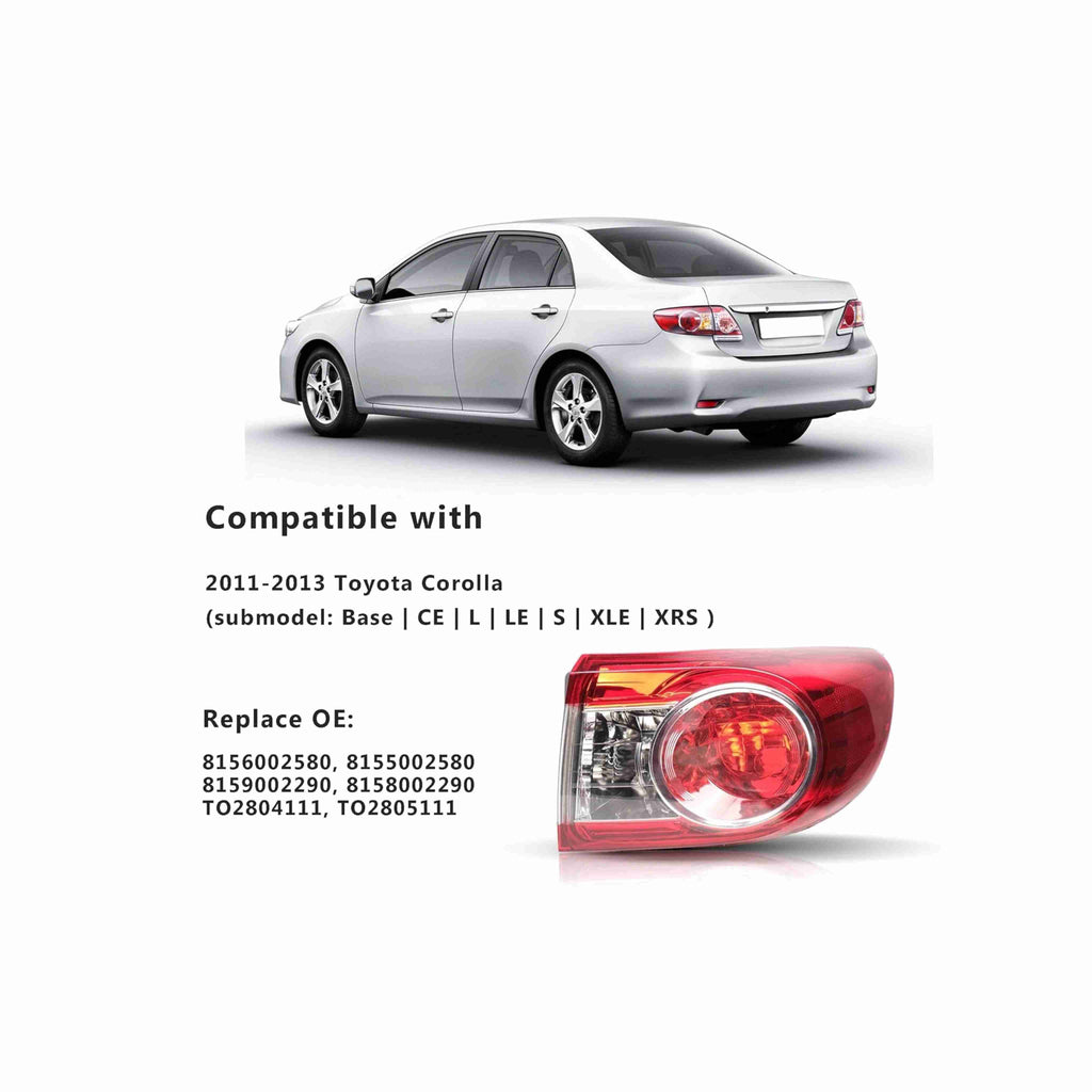 For 2011-2013 Toyota Corolla Outer Brake Light Tail Light Lamp Set Left+Right