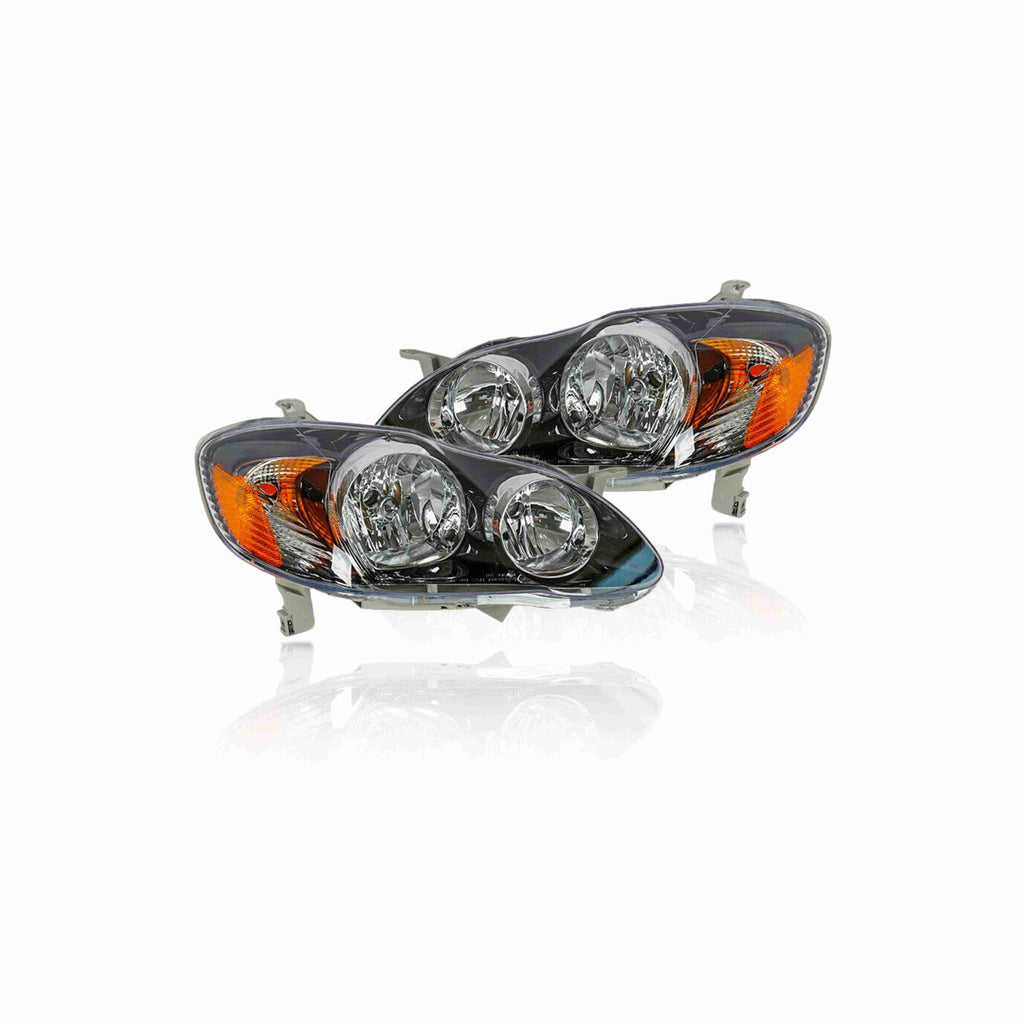 For 2003-2008 Toyota Corolla Clear Headlight Housing Black Headlamps Left+Right