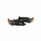 For 1993-1997 Toyota Corolla DX Clear Headlight Black Lamp+Corner Left+Right Set