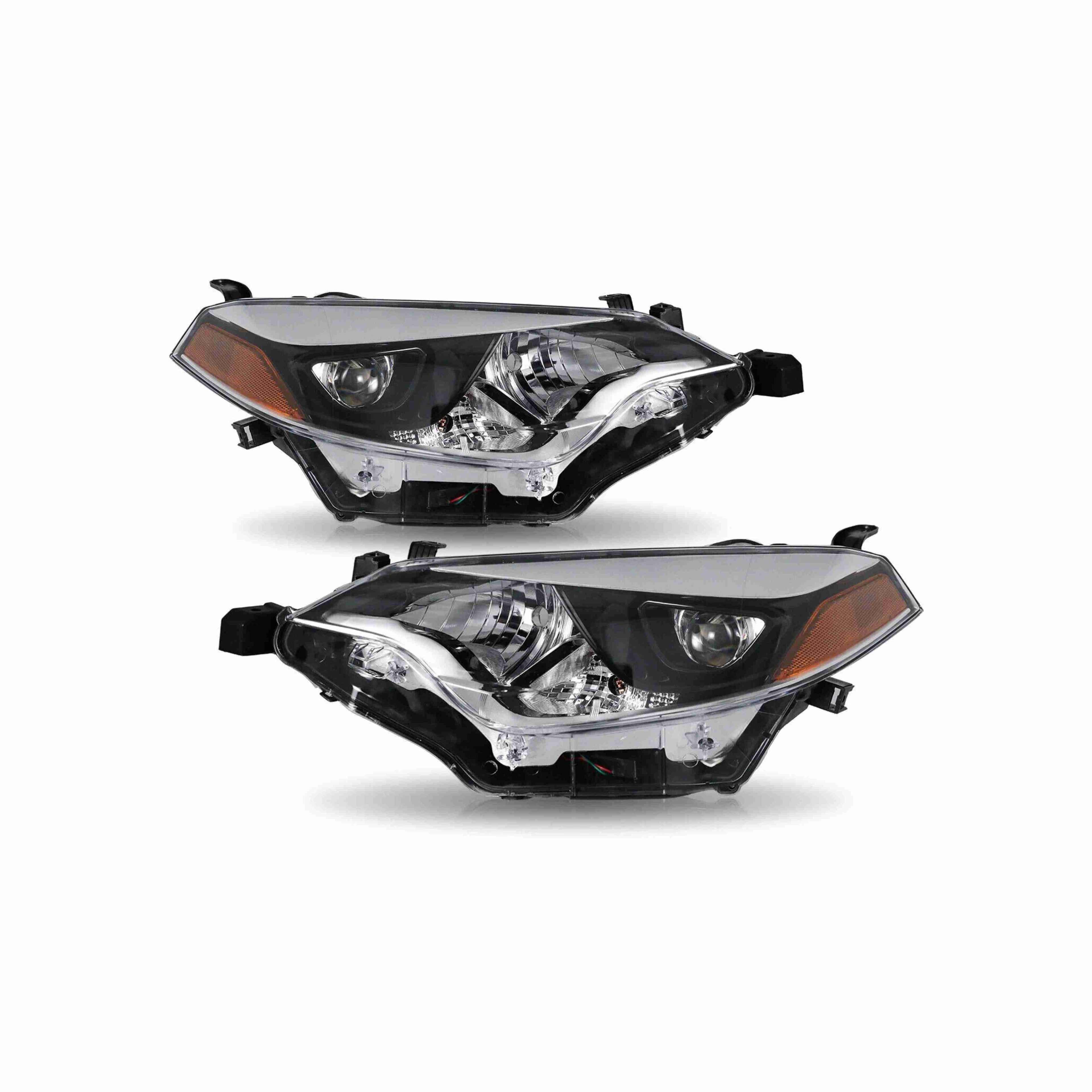For 2014-2016 Toyota Corolla Headlights Black lamps Clear Lens Left+Right Set
