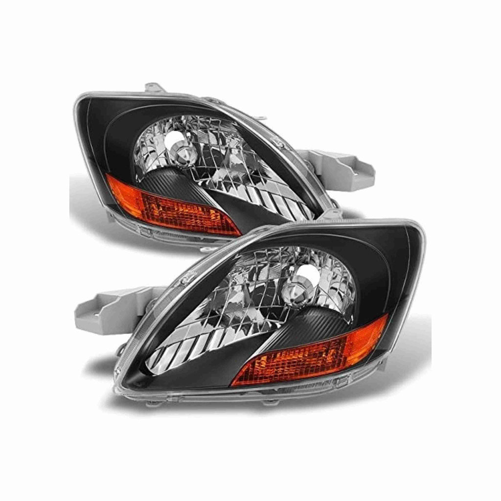For 2007-2011 Toyota Yaris Sedan Clear Lens Headlight Assembly Headlamp Housing Black Left+Right
