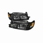 For 1993-1997 Toyota Corolla DX Clear Headlight Black Lamp+Corner Left+Right Set