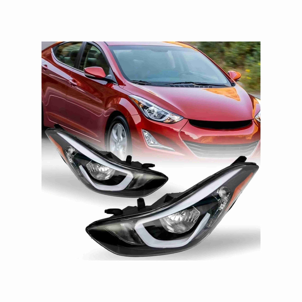 For 2014-2016 Hyundai Elantra Housing Black Headlamp Assembly Clear Lens Headlight Left+Right