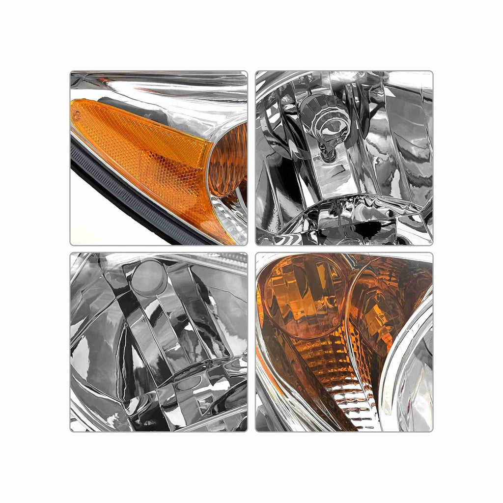 For 2002-2004 Toyota Camry Clear Lens Headlight Assembly Chrome Housing Headlamp Left+Right