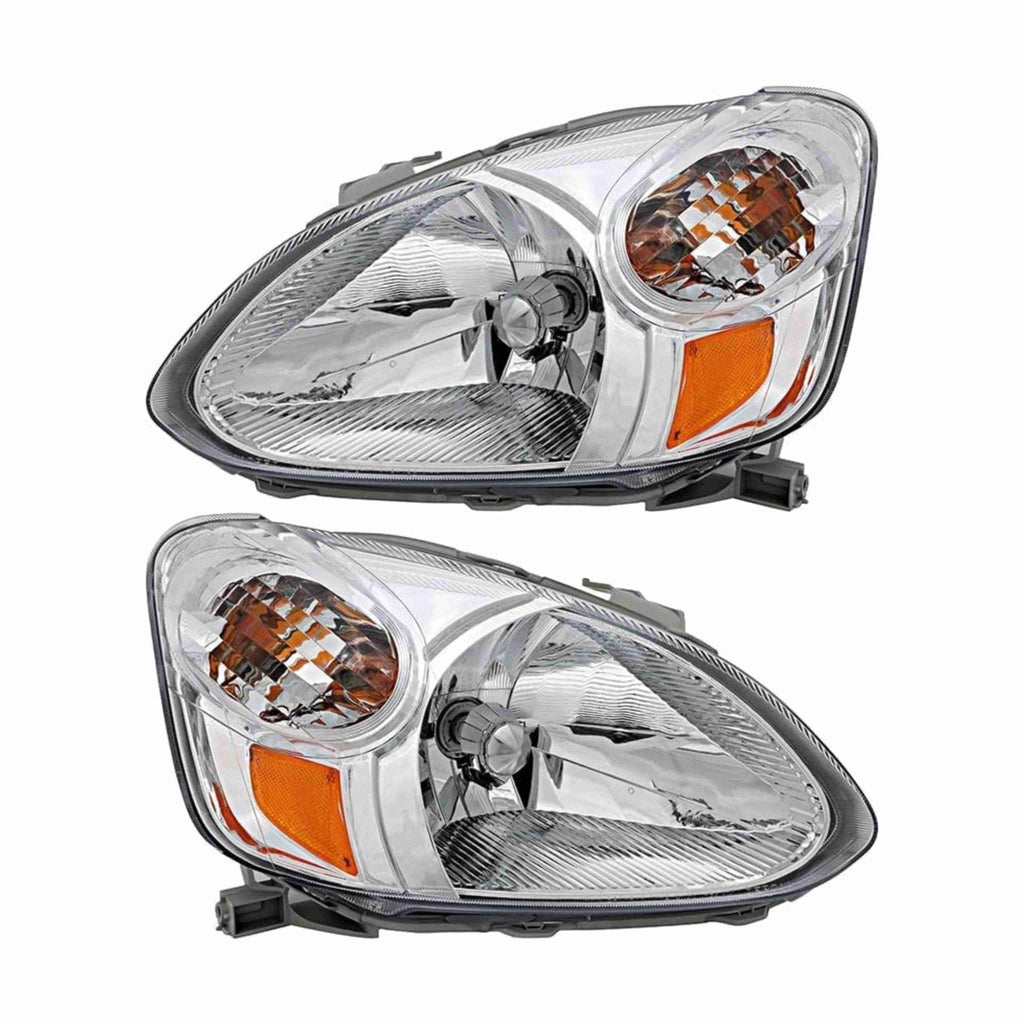 For 2003-2005 Toyota Echo Clear Assembly Headlights Headlamps Chrome Left+Right