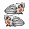 For 2003-2005 Toyota Echo Clear Assembly Headlights Headlamps Chrome Left+Right