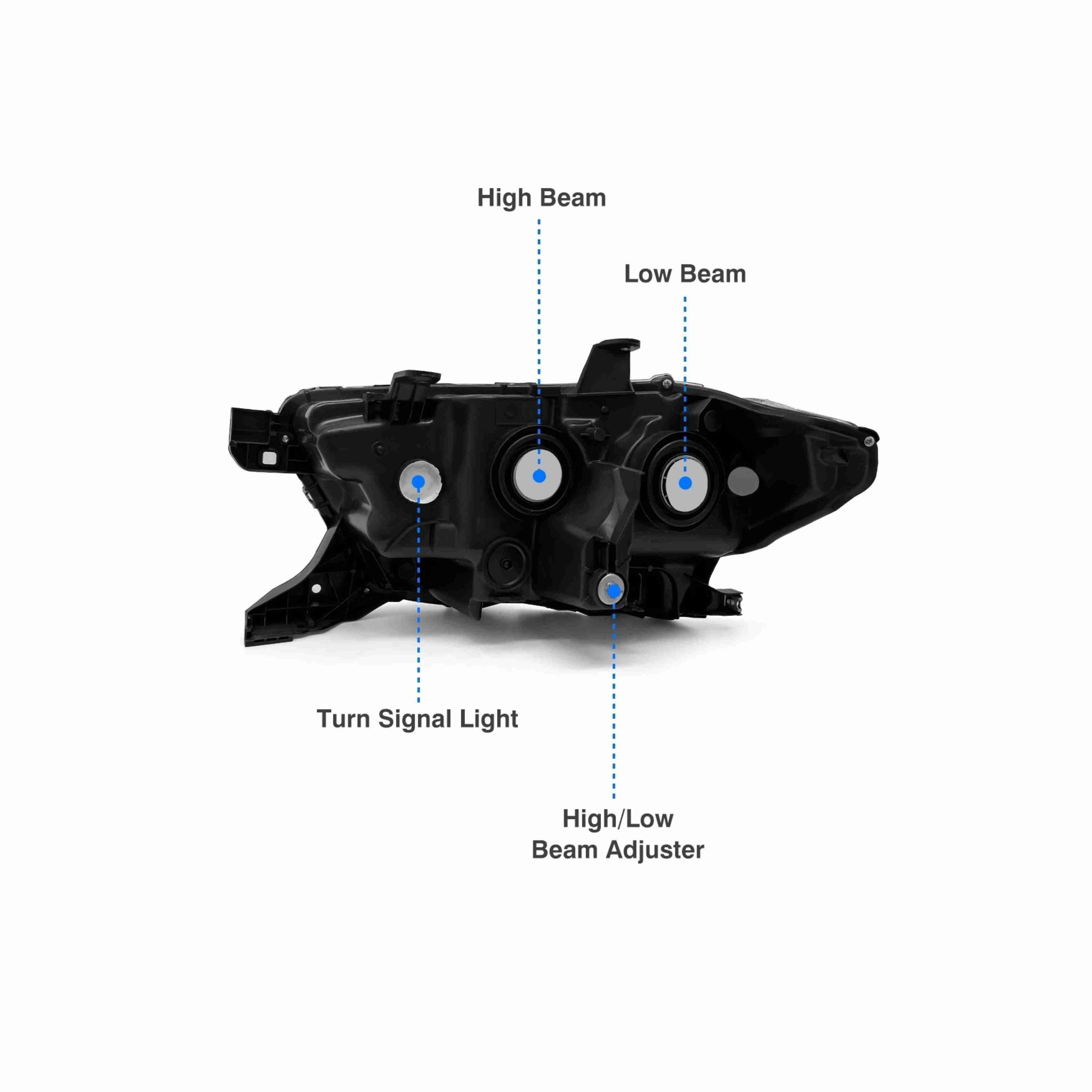 For 16-21 Toyota Tacoma Black Projector Headlight Lamp DRL W/O LED Left+Right