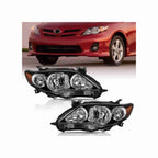 For 2011-2013 Toyota Corolla Black Housing Headlamp Clear Headlight Left+Right