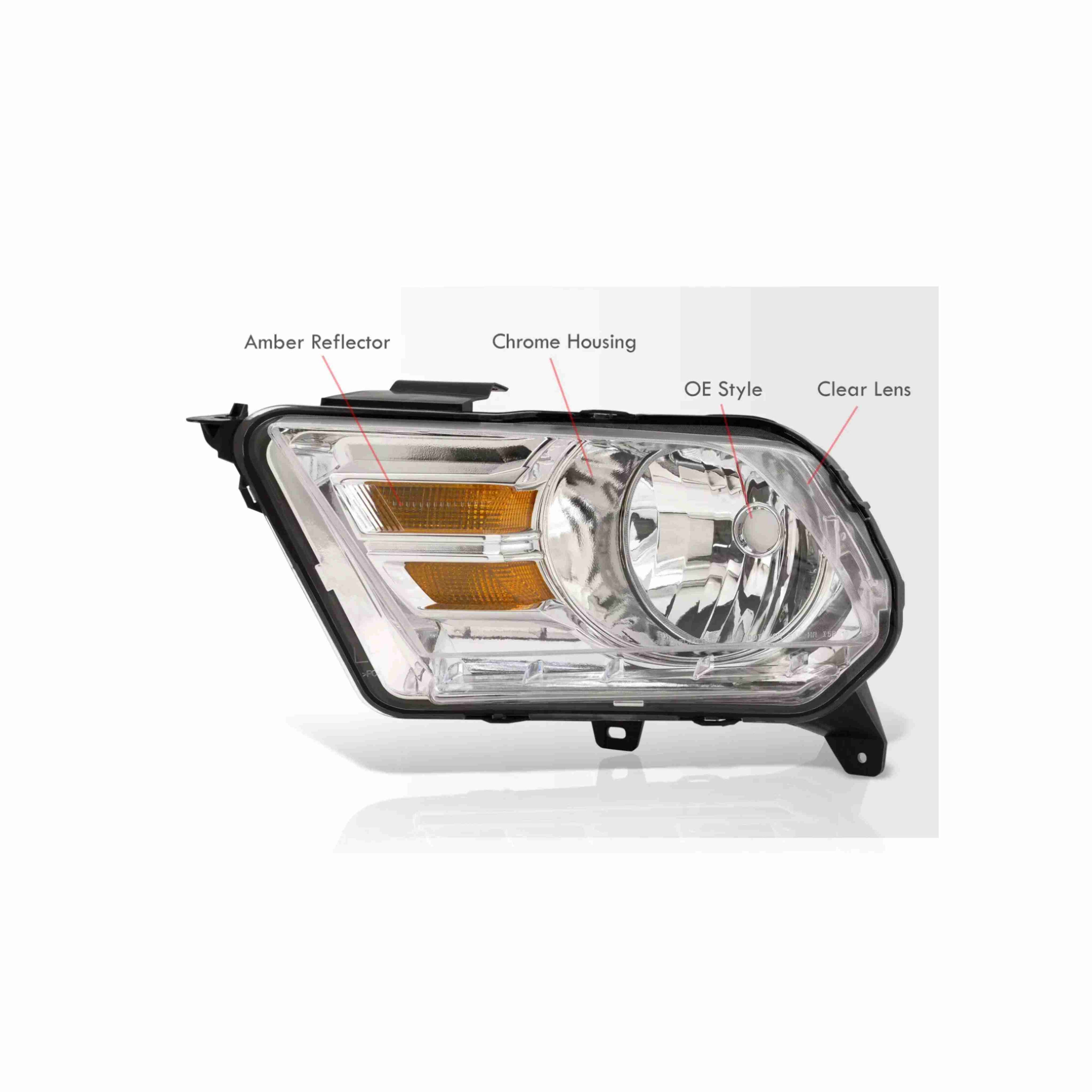 For 2010-2014 Ford Mustang Housing Chrome Headlight Amber Corner Lamp Left+Right