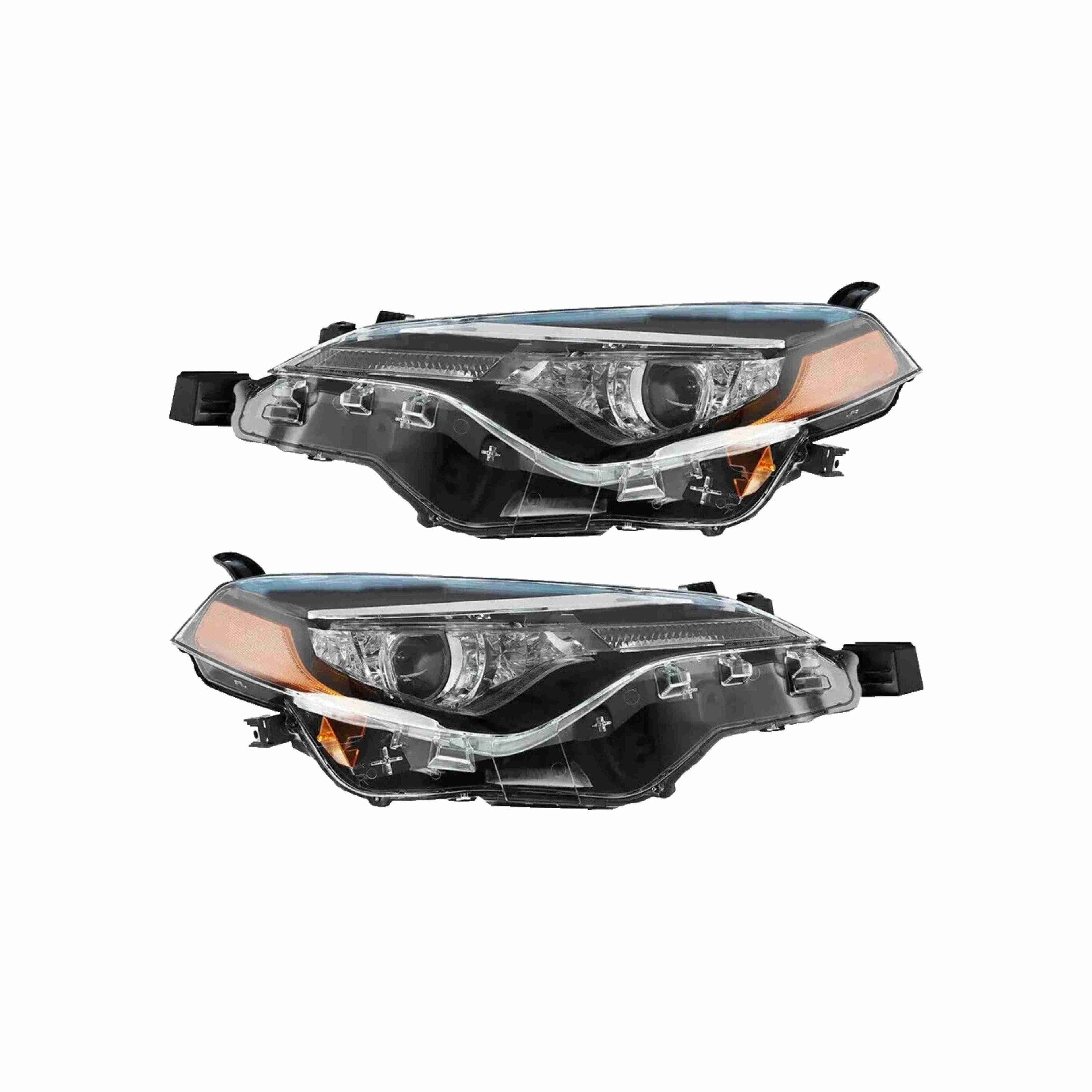 For 2017-2019 Toyota Corolla LE L CE Headlight Halogen Lamp Black Set Left+Right
