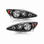 For 2005-2006 Toyota Camry Halogen Clear Lens Headlights Housing Black Headlamps Left+Right