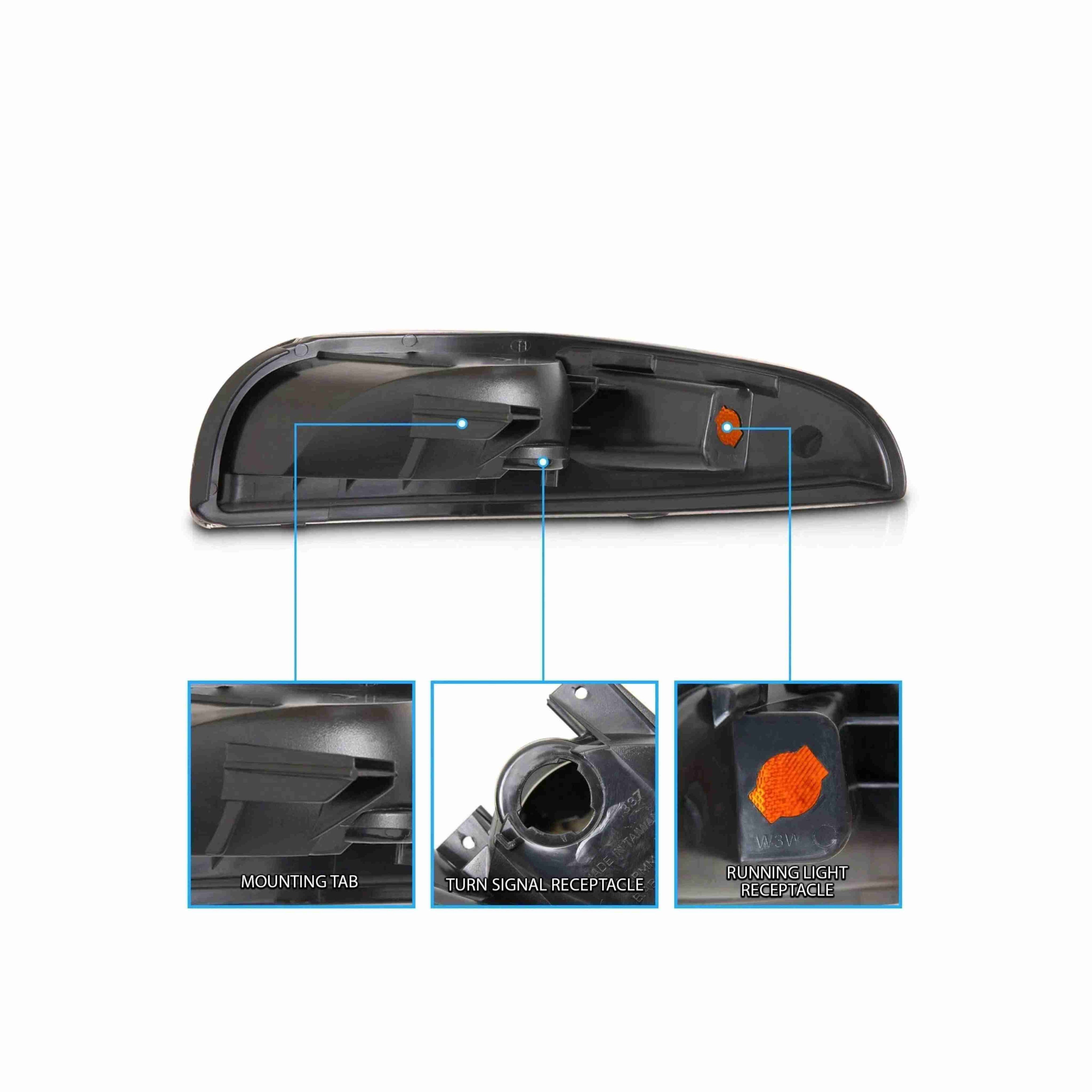 For 1997-2004 Chevy Corvette C5 Smoke Lens Front Turn Signal Light Left+Right