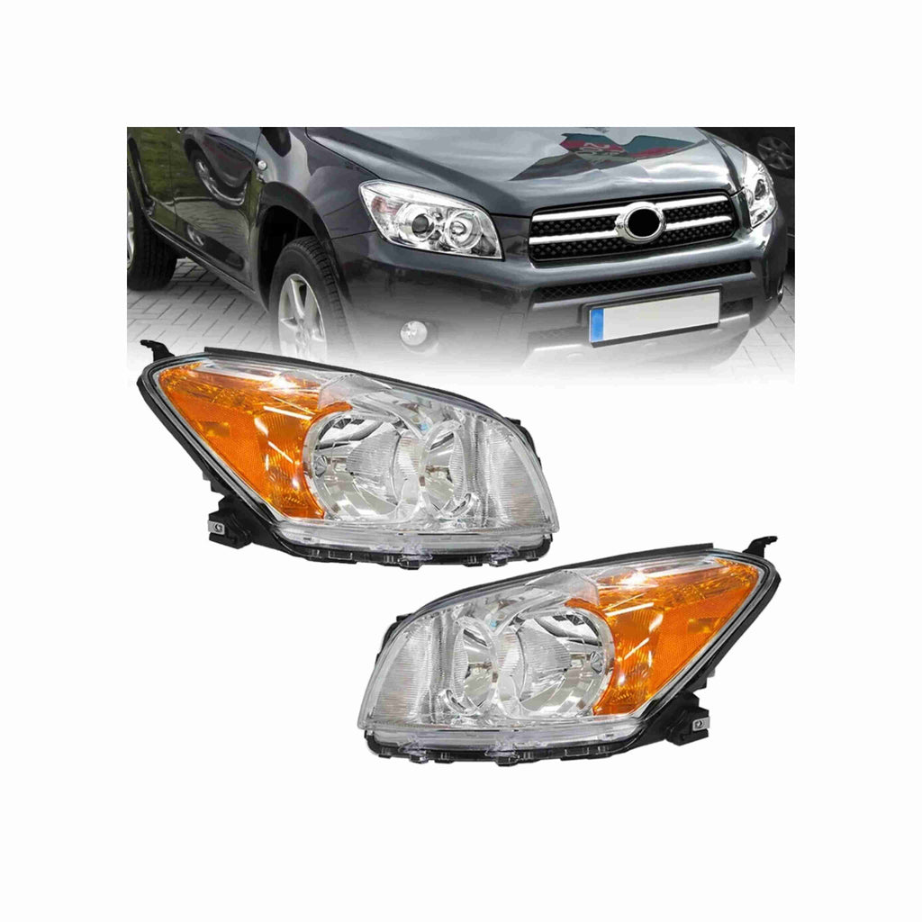 For 2009-2012 Toyota RAV4 Sport Chrome Headlamps Halogen Headlights Left+Right