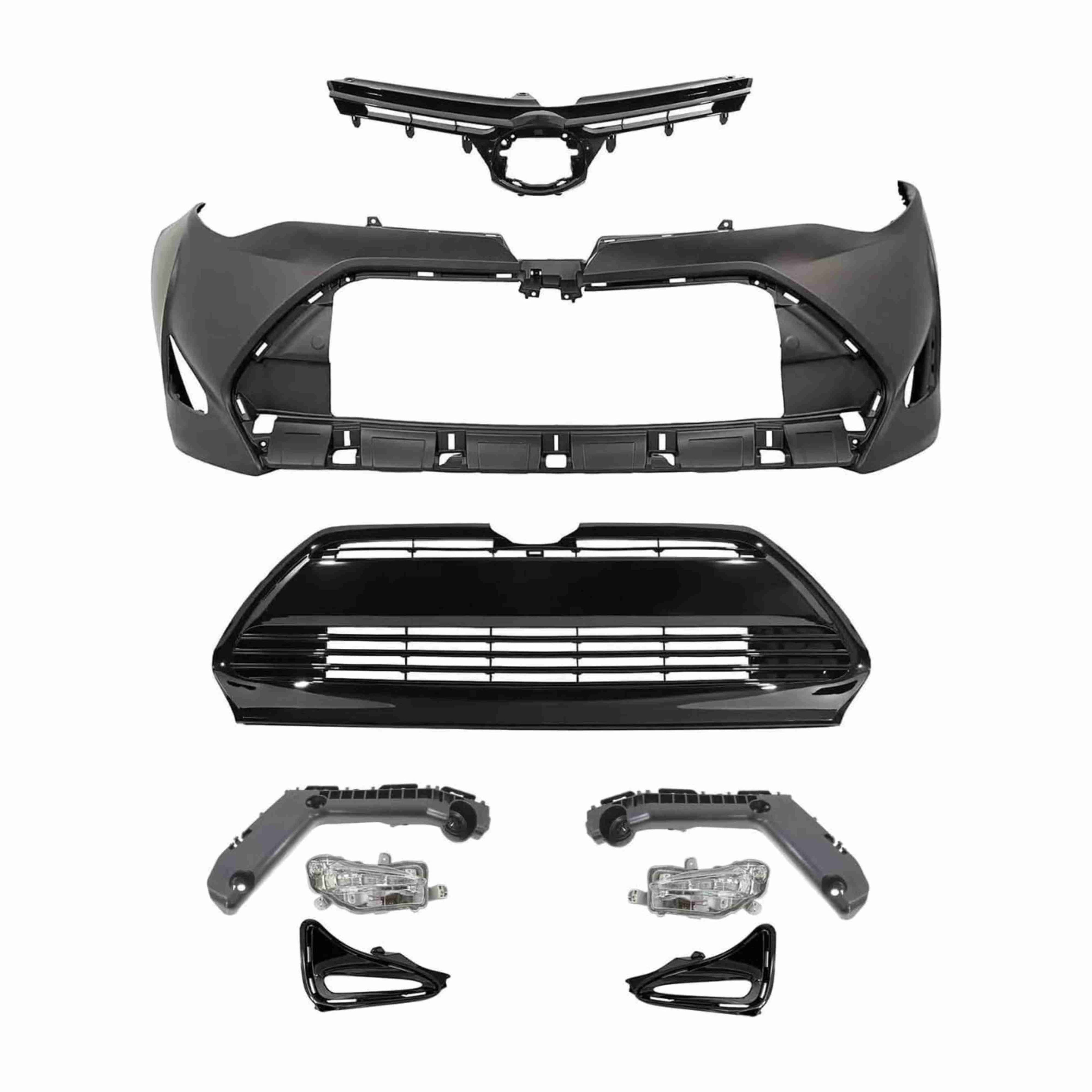 For 2017-2019 Toyota Corolla XLE LE Sedan Front Bumper with Grilles and Fog Lights Assembly Set
