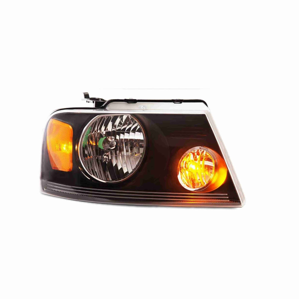 For 2004-2008 Ford F-150 06-08 Mark LT Clear Lens Assembly Headlights Black Housing Amber Corner Left+Right