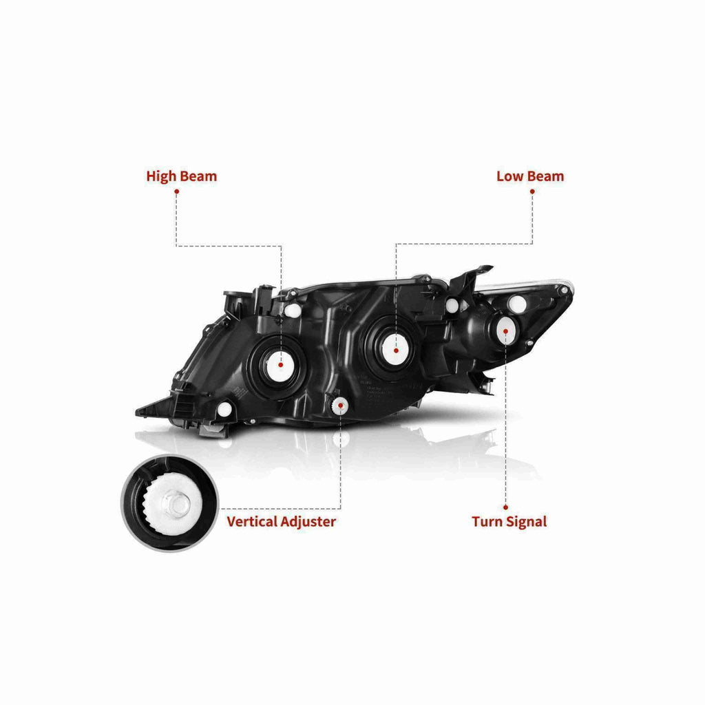 For 2009-2010 Toyota Corolla Clear Lens Headlights HeadLamps Housing Black Left+Right