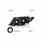 For 2009-2010 Toyota Corolla Clear Lens Headlights HeadLamps Housing Black Left+Right