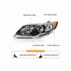 For 2012-2014 Toyota Camry Assembly Headlight Projector Housing Black Headlamp Clear Lens Left+Right