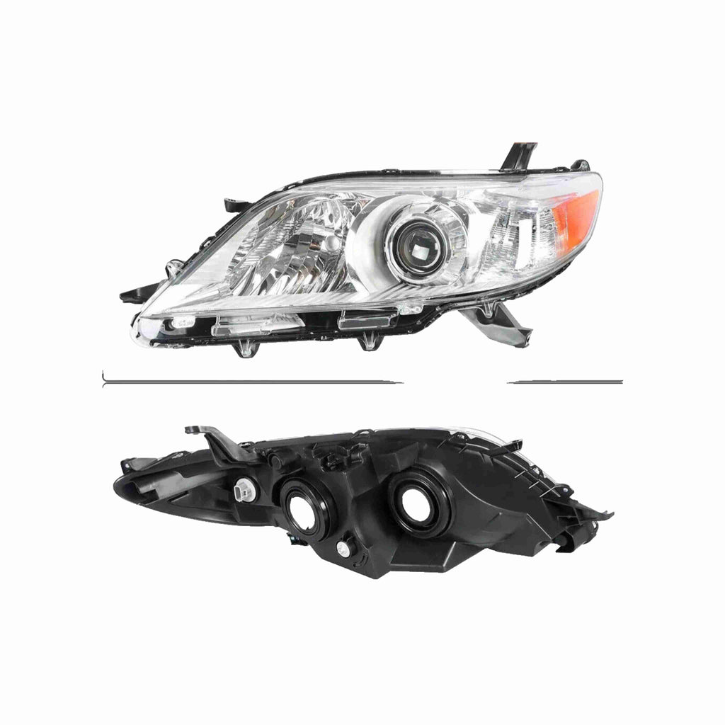 For 2011-2020 Toyota Sienna Clear Lens Headlights Housing Chrome Headlamps Pair Set Left+Right