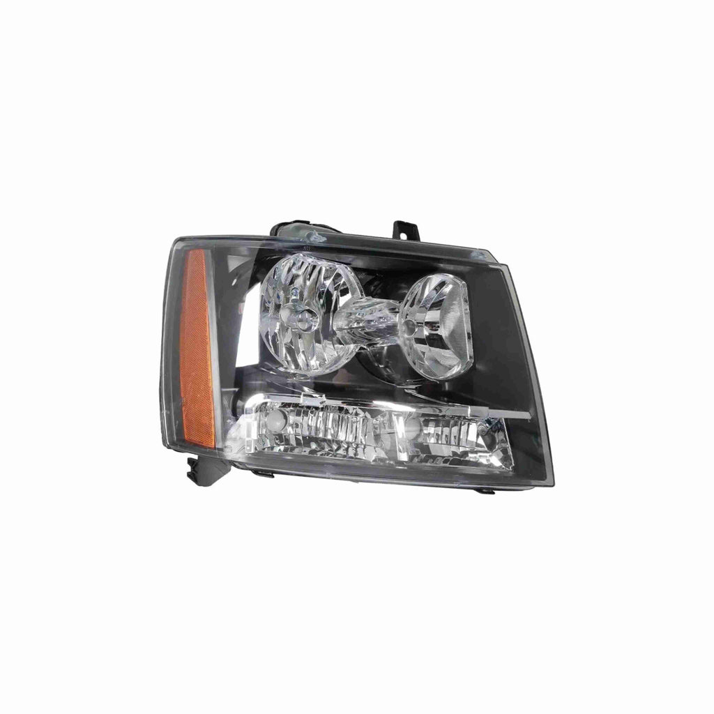 For 2007-2014 Chevrolet Tahoe Suburban Avalanche Black Headlamps Clear Lens Headlights Left+Right