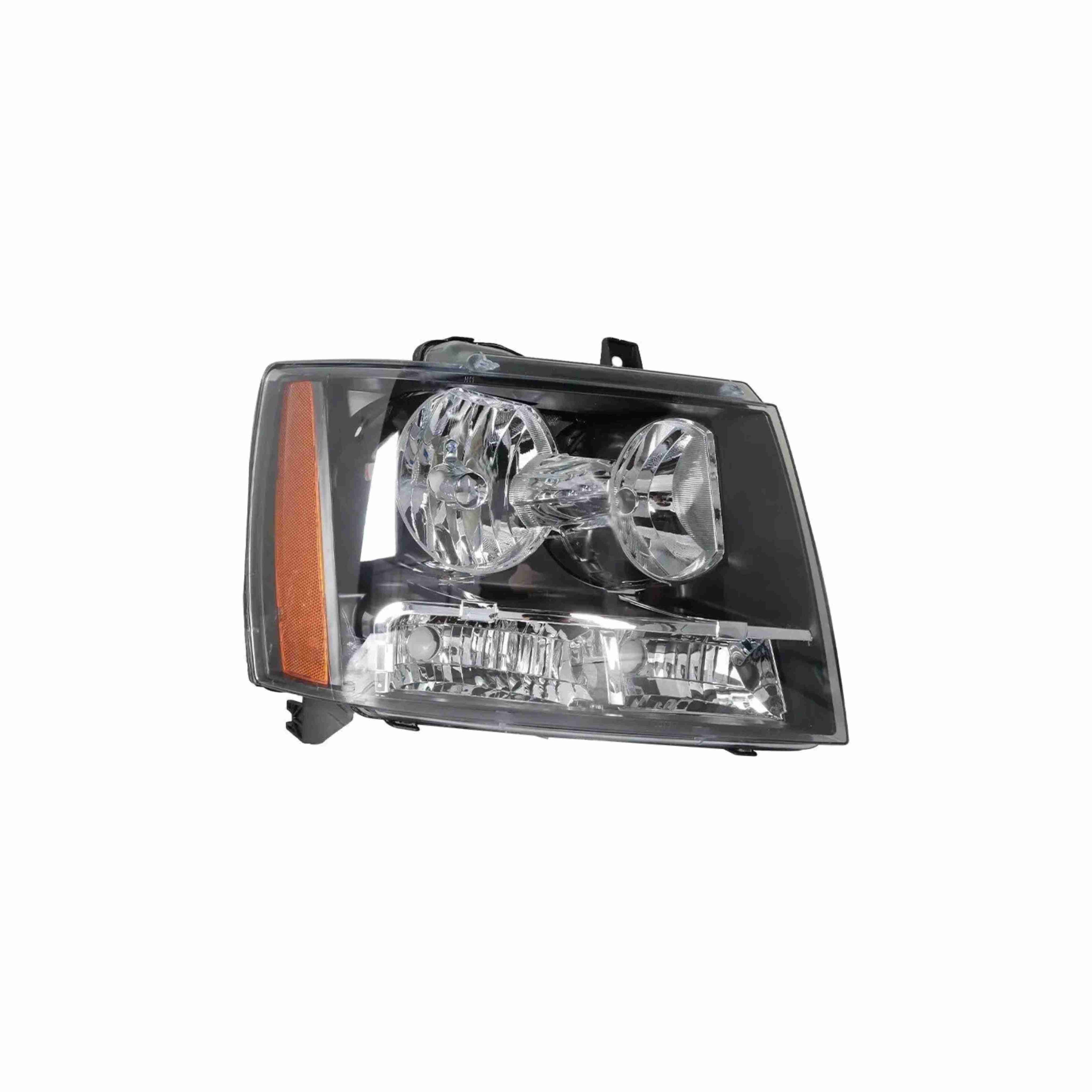 For 2007-2014 Chevrolet Tahoe Suburban Avalanche Black Headlamps Clear Lens Headlights Left+Right