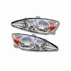 For 2002-2004 Toyota Camry Clear Lens Headlight Assembly Chrome Housing Headlamp Left+Right