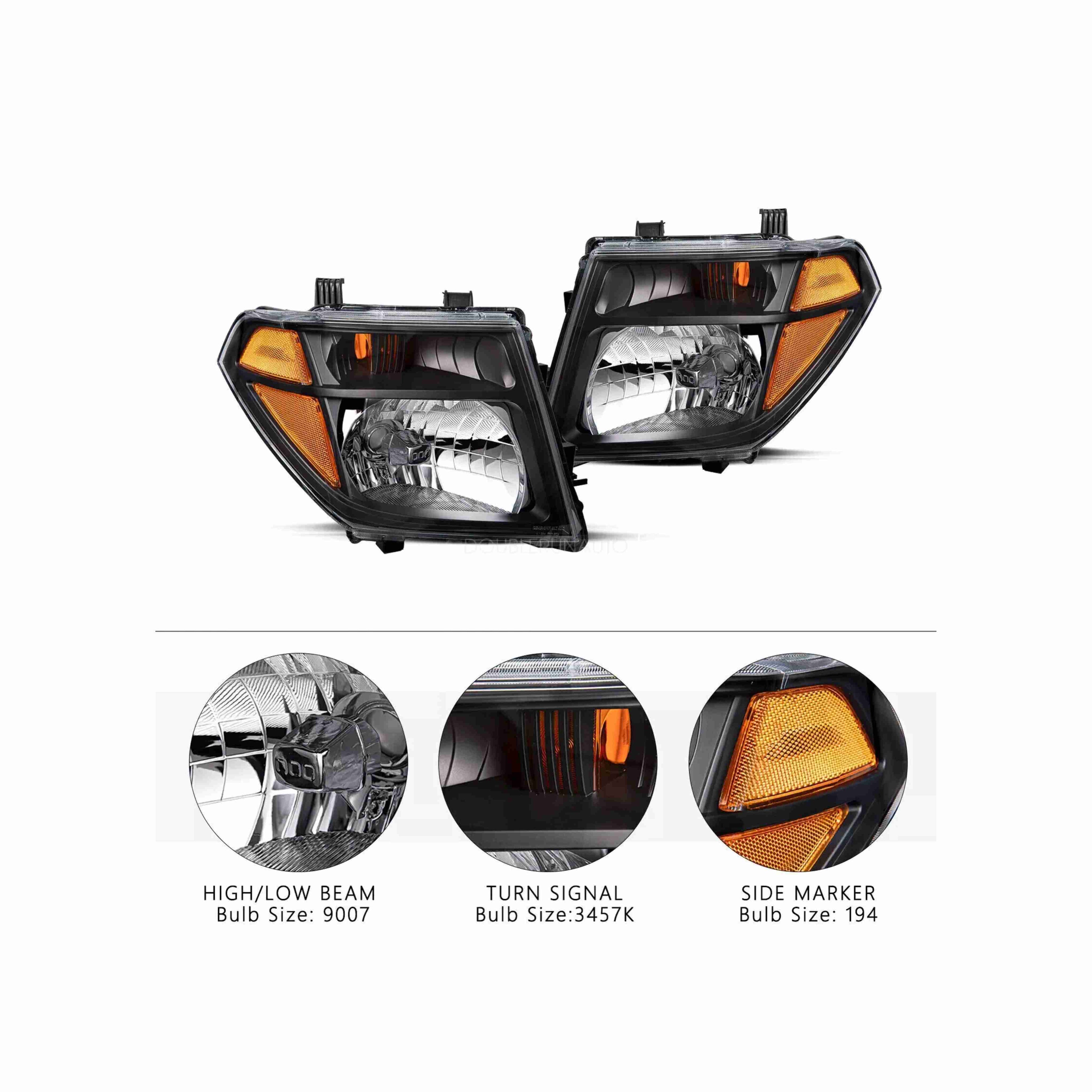 For 05-08 Nissan Frontier 05-07 Pathfinder Black Housing Headlamp Clear Lens Headlight Left+Right