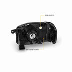 For 2001-2004 Nissan Frontier XE Assembly Headlights Headlamp Black RH+LH Pair