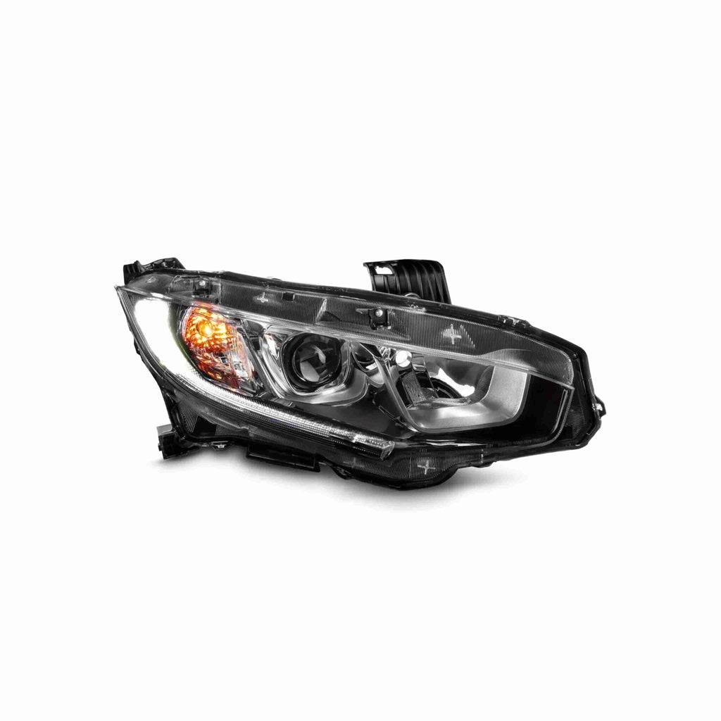 For 2016-2021 Honda Civic Led Light Housing Black Headlamp Clear Lens Headlight Halogen Left+Right