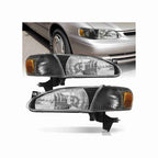 For 1998-2000 Toyota Corolla Black Housing Headlamp Clear Headlight Left+Right